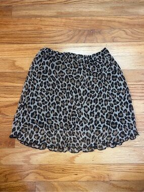 Leopard Print A-Line Mini Skirt - Brown/Black
